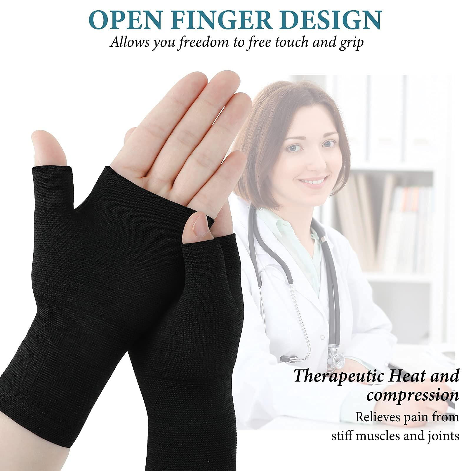 KASTWAVE 4 PCS Wrist Thumb Support Sleeve Fingerless Wrist Gloves Compression Arthritis Gloves Sports Wrist Support Brace for Fatigue Sports Typing (Black, Unisex, Medium)