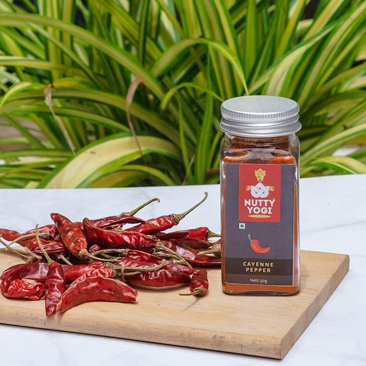 NUTTY YOGI NUTTY YOGI CAYENNE PEPPER | No Artificial Colors | No Preservatives|Perfect for Cooking|Maintain a healthy weight| 50gm
