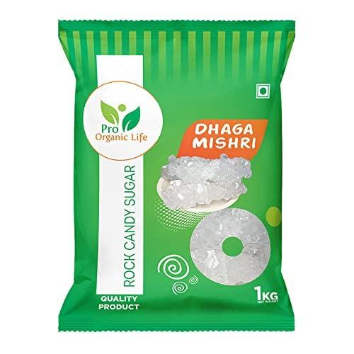 PRO ORGANIC LIFE Pro Organic Life Dhaga Mishri, Rock Sugar Mishri (crystal clear natural) 1 kg (PACK OF 8)