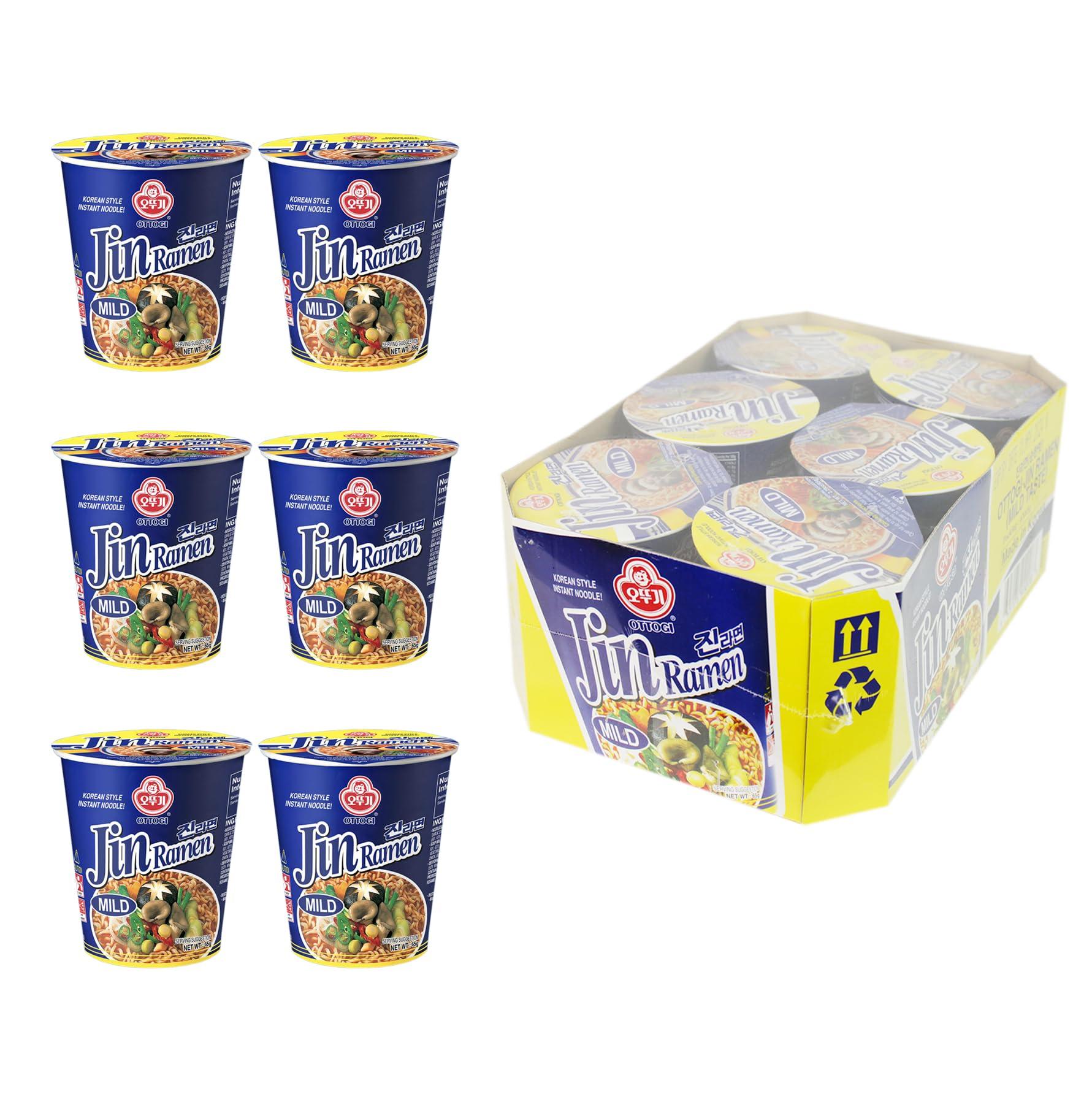 Ottogi Ottogi Jin Ramen Korean Style Instant Noodles Mild Flavor Cup Noodles, (65Gm) Pack Of 6, The Product Of Korea