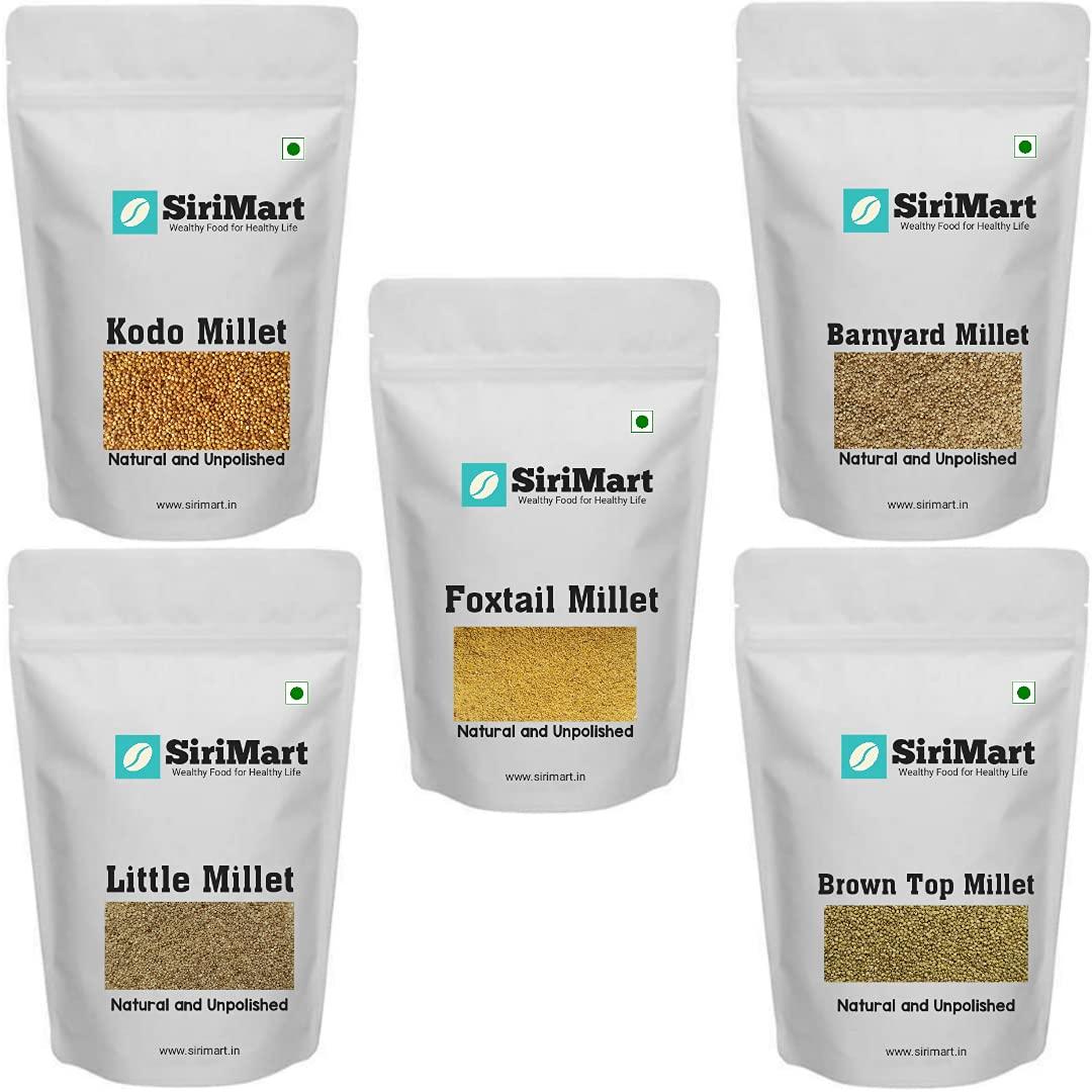 generic Unpolished Siridhanya Millets Combo(750gm x 5) | Dr khadar vali 5 Positive Millets | Healthy Food Healthy Life |Make Millets as daily diet food