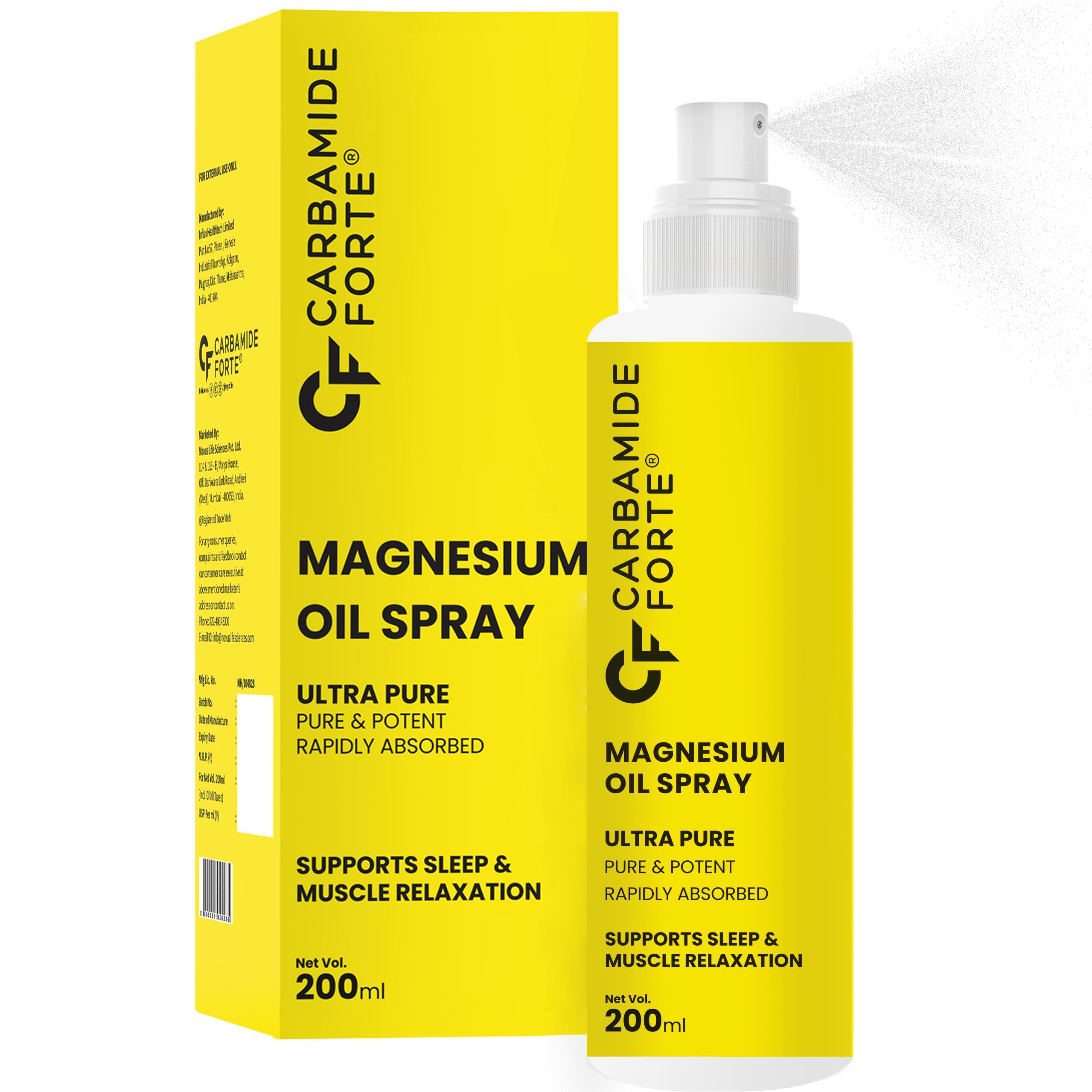 Carbamide Forte Carbamide Forte Magnesium Oil Spray | Topical Magnesium Spray | Magnesium Oil for feet, Sleep Support, Pain Relief & Muscle Recovery | Magnesium Oil 200ml