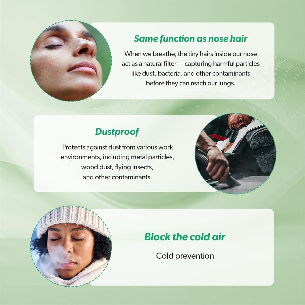KOKOK KOKOK 3-Ply Nose Filter Reusable Breathable Nasal Plugs Air Filteration for Dust, Pollution, Block Cold Air - Pack of 3 (Small)