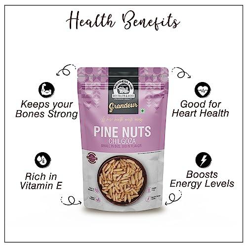 WONDERLAND FOODS (DEVICE) WONDERLAND FOODS Grandeur Premium Pine Nuts 200g Pouch | Chilgoza Dried Fruit | Chilgoza Giri | Chilgoja Seeds | Crunchy Pine Seeds for Eating, Luxury Eatable Snack