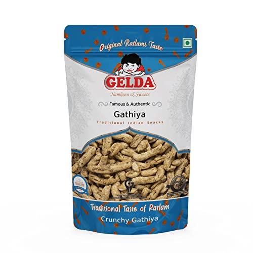 GELDA Gelda 500gm Famous Ratlami Snacks| Healthy Namkeen Snack| A Real Taste of Ratlam | No Preservatives & Artificial Flavors (Garlic Gathiya)