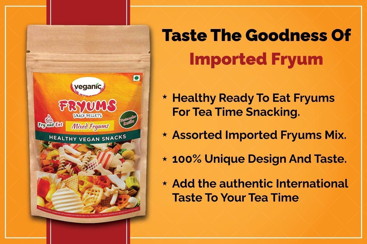 veganic Veganic Fryums Papad Ready To Fry Snack Chips | Free Tastemaker | Multicolour (20 in 1) Mix Imported Fryum Pack | Assorted Fryums (200.00)