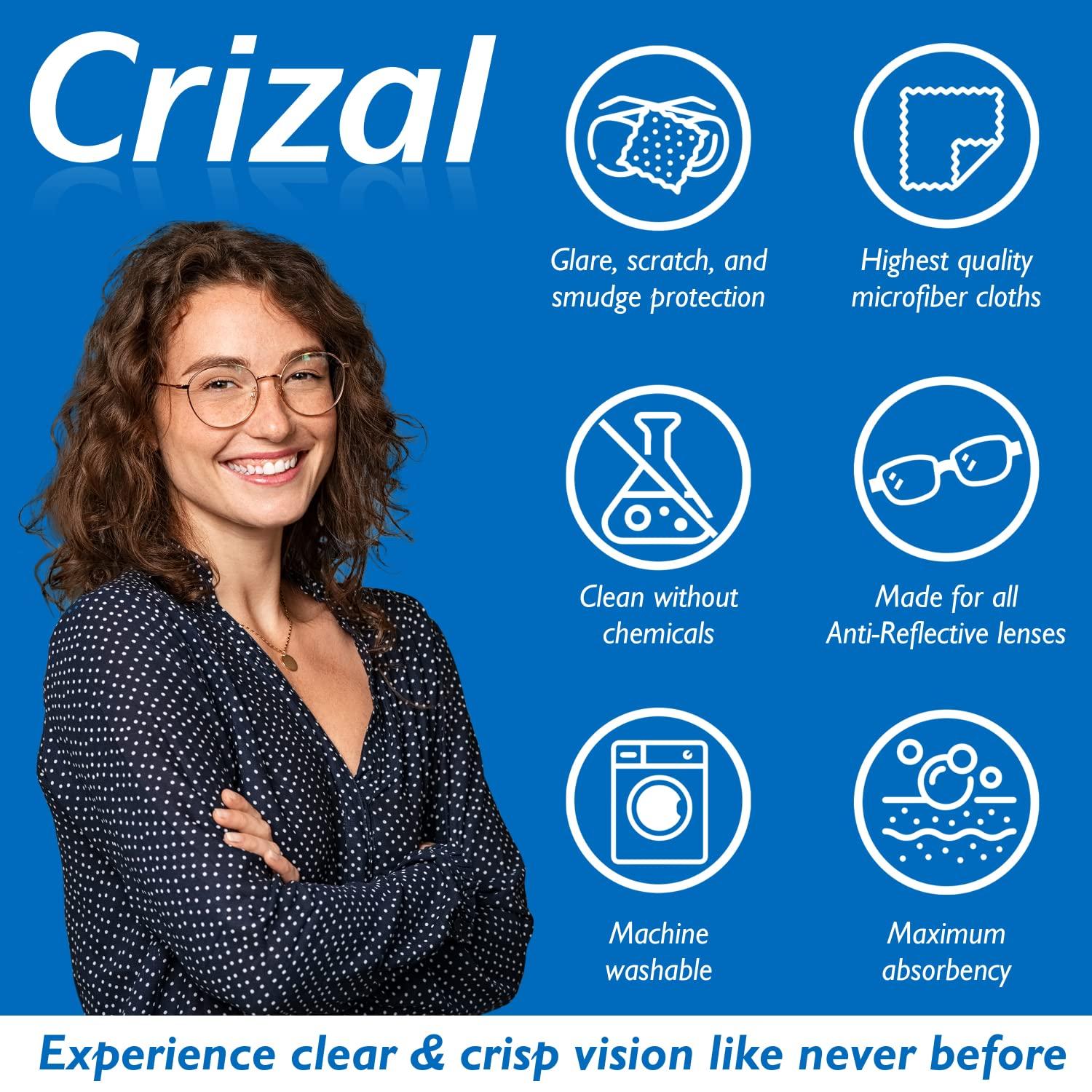 Crizal Crizal Microfiber Cleaning Cloth for Glasses 3 Pack. The Best Microfiber Cleaning Clothes Anti Reflective Coated Lenses and Eyeglasses Lenses.