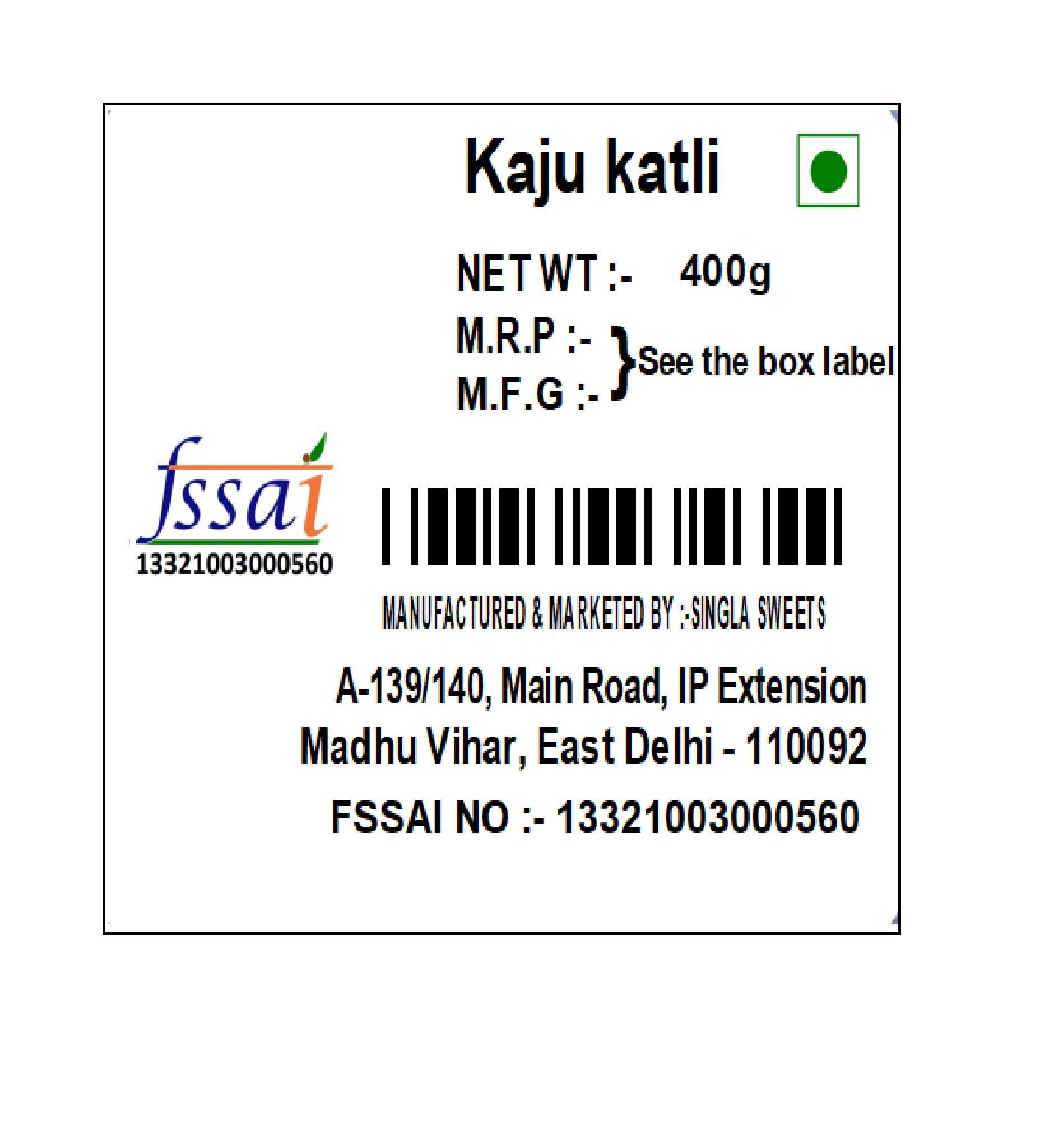 Singla Singla Kesar Dry Petha 400g Kaju Katli 400g Combo ( Pack of 2 * 400g, 800g)