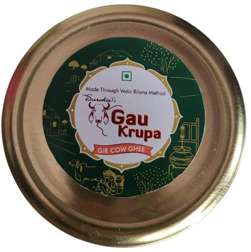 GauKrupa Pure Gir Cow Desi Ghee A2 | Bilona Process 100% Desi Gir Cow | A 2 Bilona Method Desi Ghee A2 Gir Bilona Ghee - 100ML Premium & Traditional 100 ml Glass Bottle (100 ML)