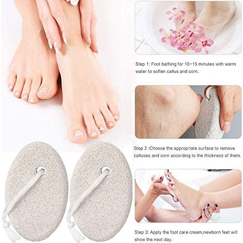 Calitate24 Natural Pumice Stone for Feet Dead Skin Removal Lava Stone Pedicure Exfoliation Tool Callus Remover for Feet, Heels, Elbow & Knees with 2Pcs Bathing Sponge