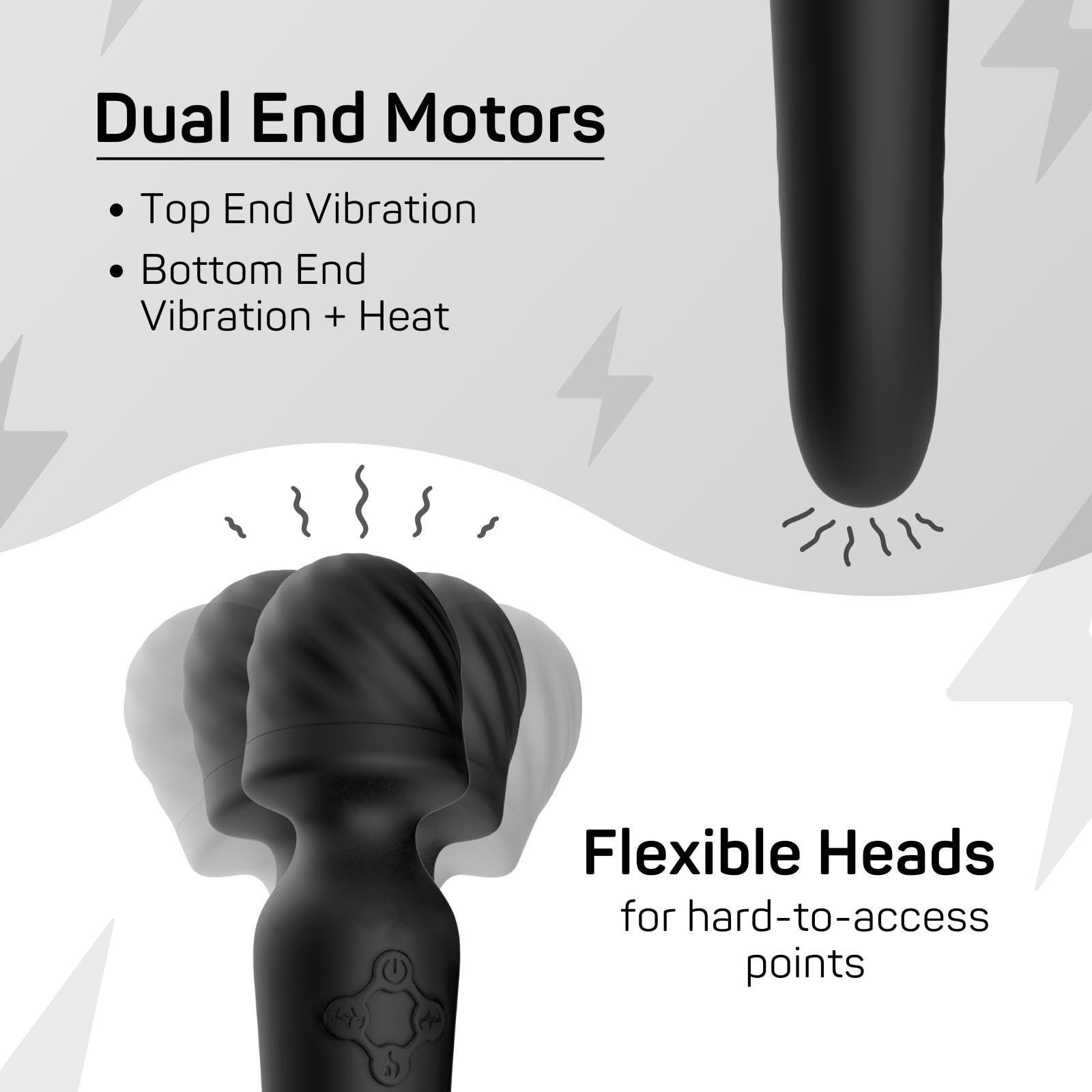 Brago Brago Body Massager Handheld Dual Head Massager for Pain Relief Relaxation, Rechargeable (DuoBliss - Black)