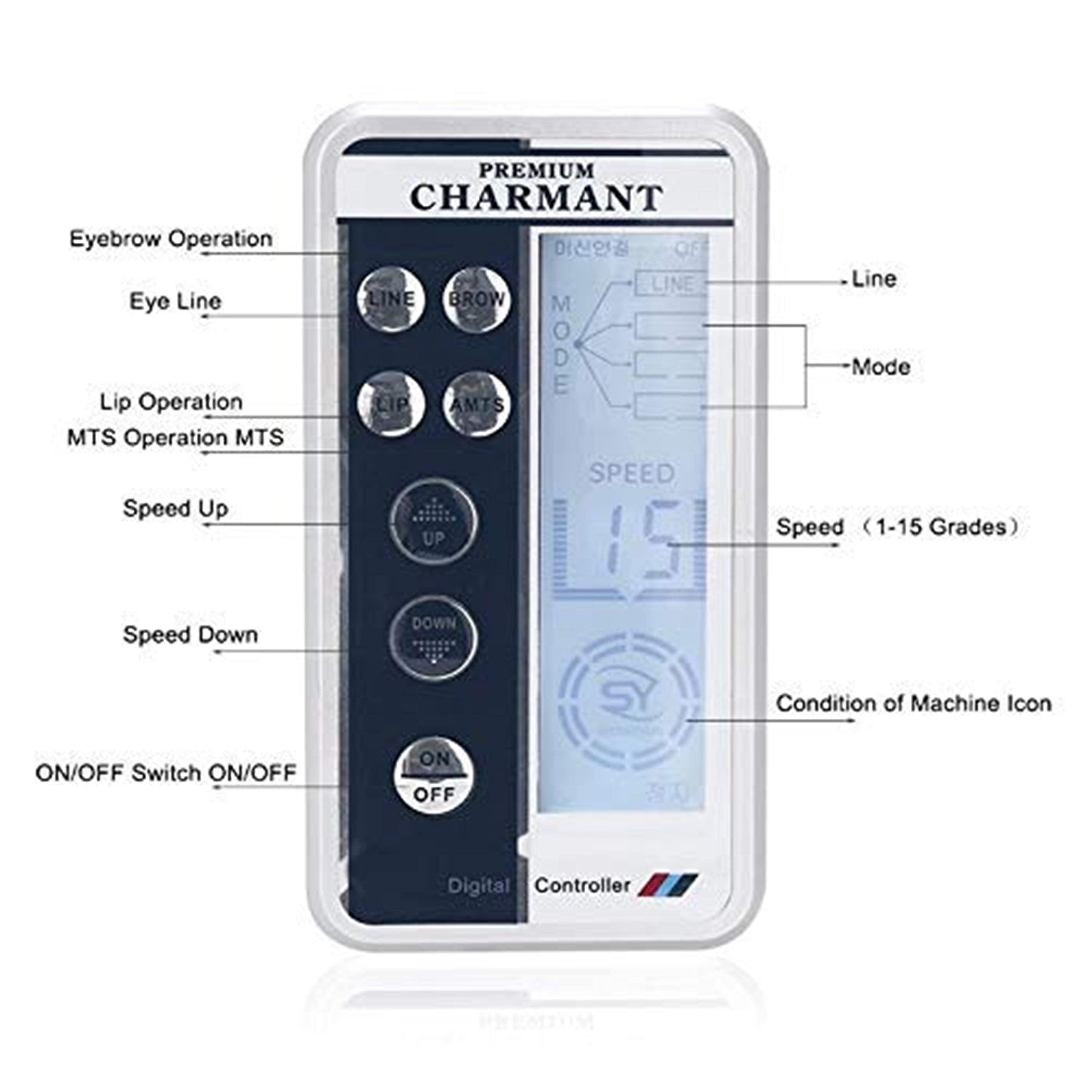 KIYO KIYO Charmant Machine Silver Electric Digital Charmant 2 Permanent Makeup Machine Pen for Eyebrows Lips Body Tattoo Kits Cartridge Needles Mucus Removal Device