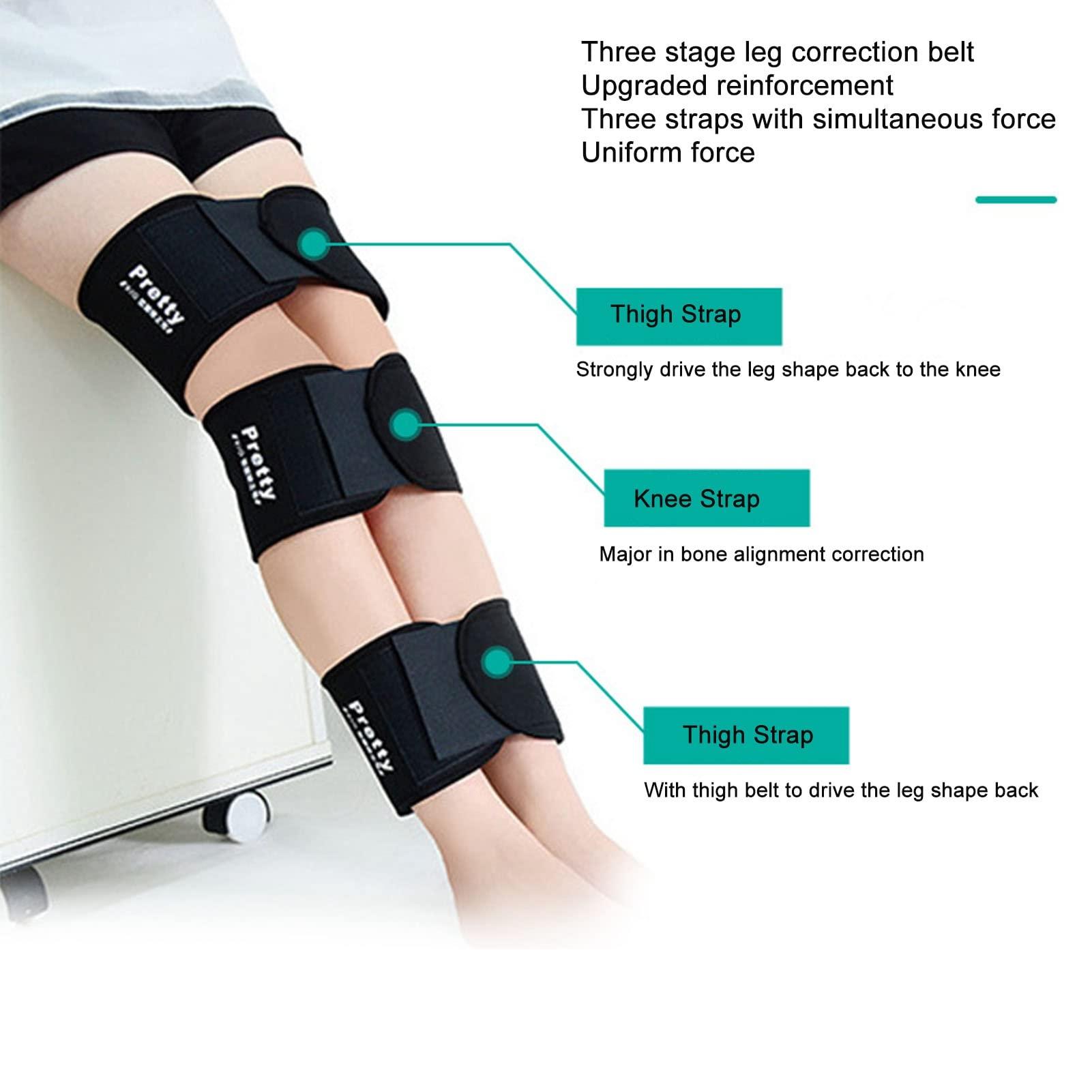 Generic NEE Leg Correction Belt Soft Elastic Correct Leg Tape 3 Pcs. Black for O Type Legs L