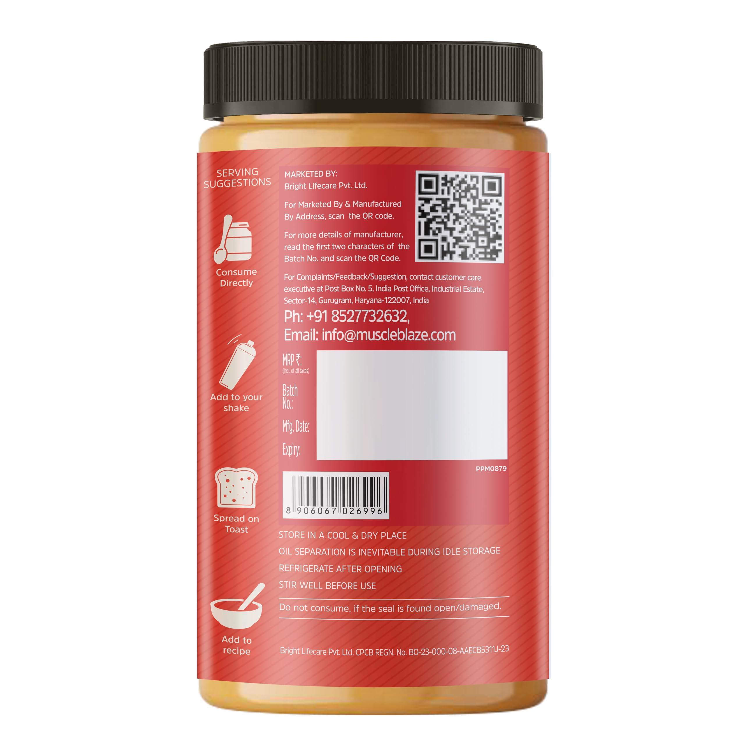 MuscleBlaze MuscleBlaze Fit High Protein Natural Peanut Butter, Crunchy (Unsweetened, 750g) | 35g Protein | With Whey Protein Concentrate