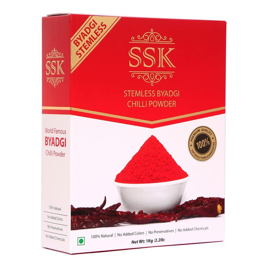 SSK SSK Stemless BYADGI Chilli Powder 1Kg Box – Medium Spicy