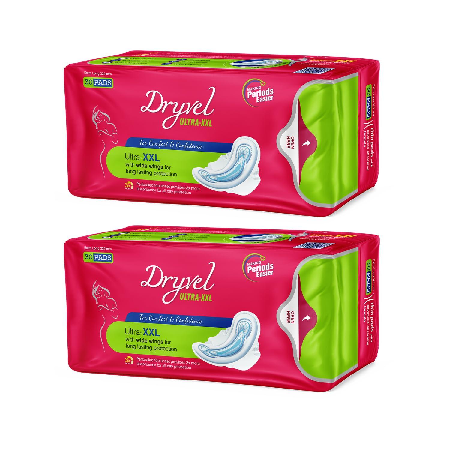 DRYVEL Dryvel | Ultra Sanitary Pads | Sanitary Napkins for Women | Sanitary Napkins with Wider Wings | Breathable Cotton Pads Sanitary Napkins | Pee Safe Sanitary Pads