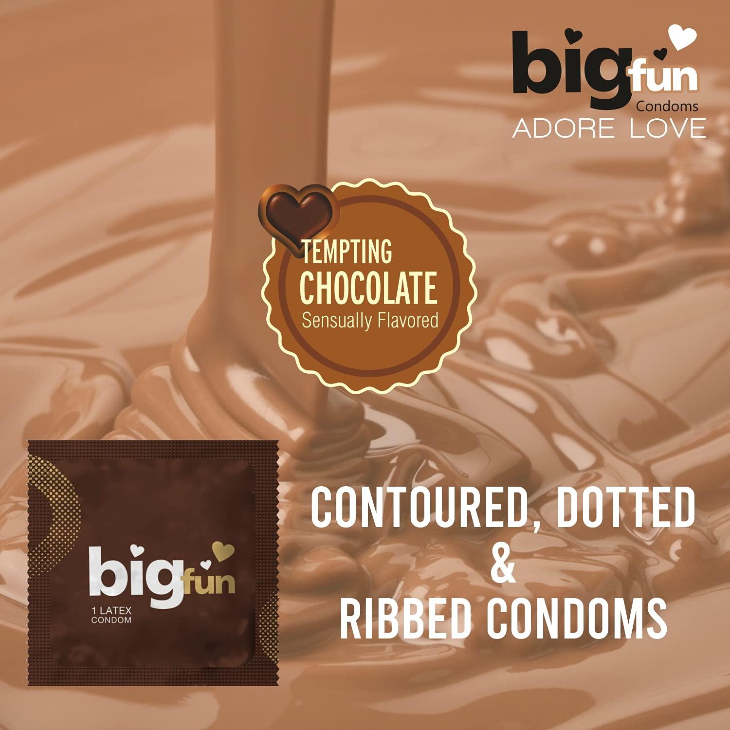 BIGFUN Bigfun Flavoured Condoms Combo Pack of 10(3Pcs Each Pack) | Dotted, Ribbed & Contoured Long Lasting Condoms For Men | Tempting Chocolate Flavored (Total 30 pcs)