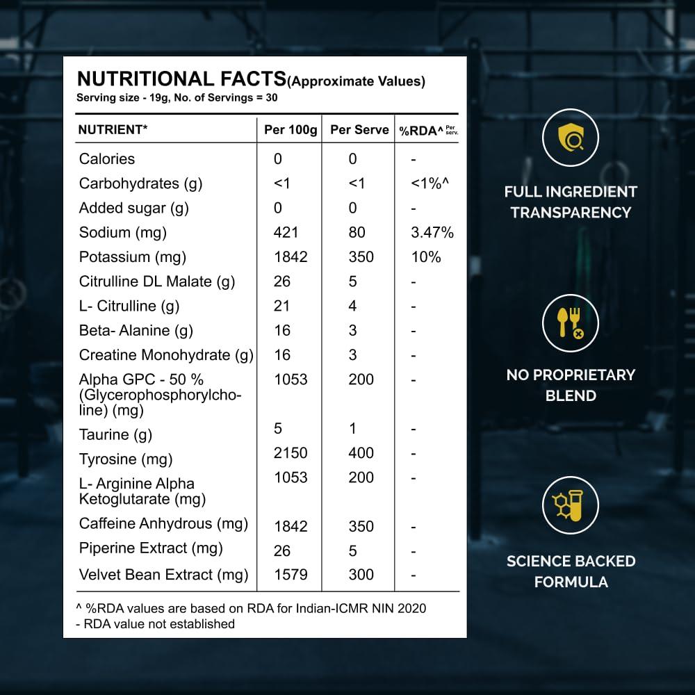 Wellcore Wellcore-God Mode Pre Workout Supplement Powder(570Grams, 30 Servings) Not For Beginners & Intermediate Lifters Valencia Orange High Stim Pre Workout With Nootropics & Creatine