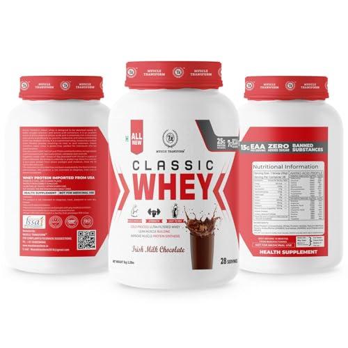 MUSCLE TRANSFORM MUSCLE TRANSFORM CLASSIC WHEY PROTEIN WITH 25GMS OF PROTEIN PER SERVING | MUSCLE GAIN | STRENGTH | MUSCLE RECOVERY (IRISH CHOCOLATE, 1KG)