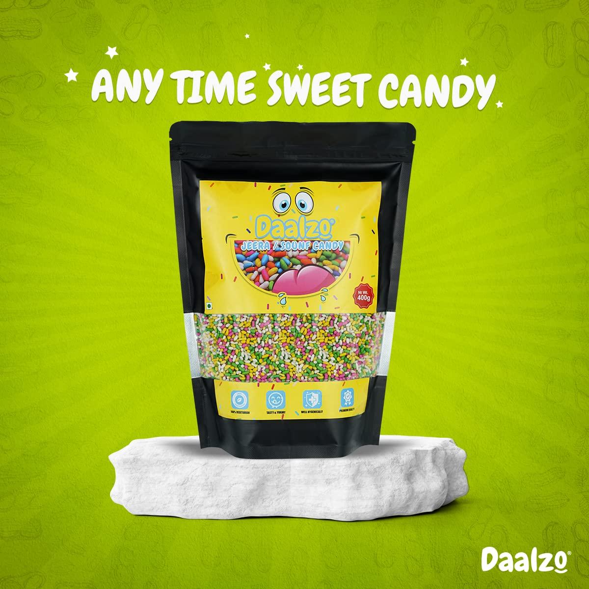 Daalzo Daalzo Sugar Coated Jeera (Cumin) Seeds | Sugar Coated Saunf | Colourful Fennel Candy | Tini Mini Mukhwas |Jeera Candy|Jeera Mittai|Saunf Candy (300g)