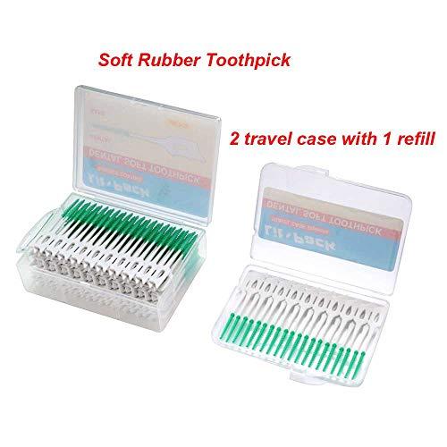 Lit-Pack Silicone Dental Pick Interdental Brush Teeth Stick Soft Toothpick Oral Hygiene Care Tools 2 Travel Cases 1 Refill 240 Count