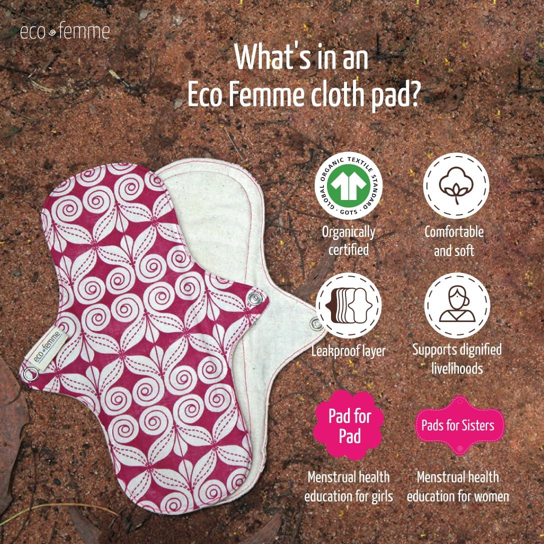 Eco Femme Eco Femme Super Comfy (Xl Pad) | Reusable Sanitary Cloth Pad | Organic Cotton Certified By Gots | With Leak Proof | Lasts Upto 75-100 Washes | Heavy Flow Pad |Pack Of 1