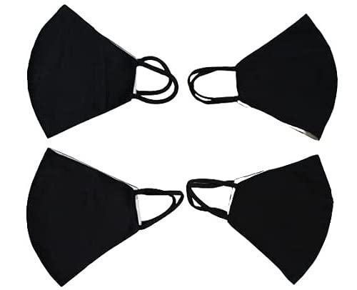Generic Packs Cloth Face Mask - Adjustable Washable Cotton Masks for Adult different types of colours (PACK OF 2, BLACK)