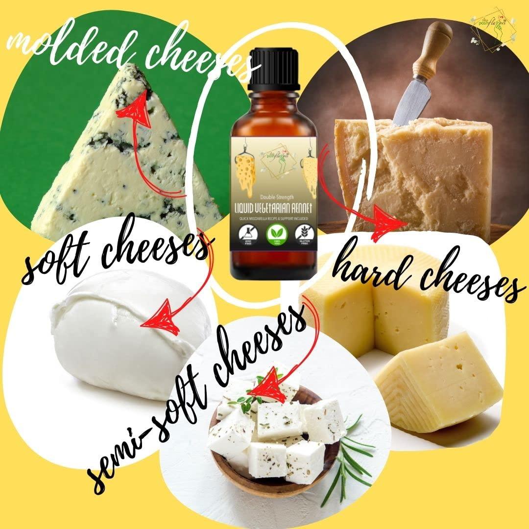 Alla's Posh Flavors Alla\'s Posh Flavors Cheesemaking Liquid Veg Rennet | 100% VEG | Make Mozzarella & Burrata starting from 1 Litre Milk | 3 drops per liter | 5 ml Plastic Dropper Bottle | Lab Tested (30ml)