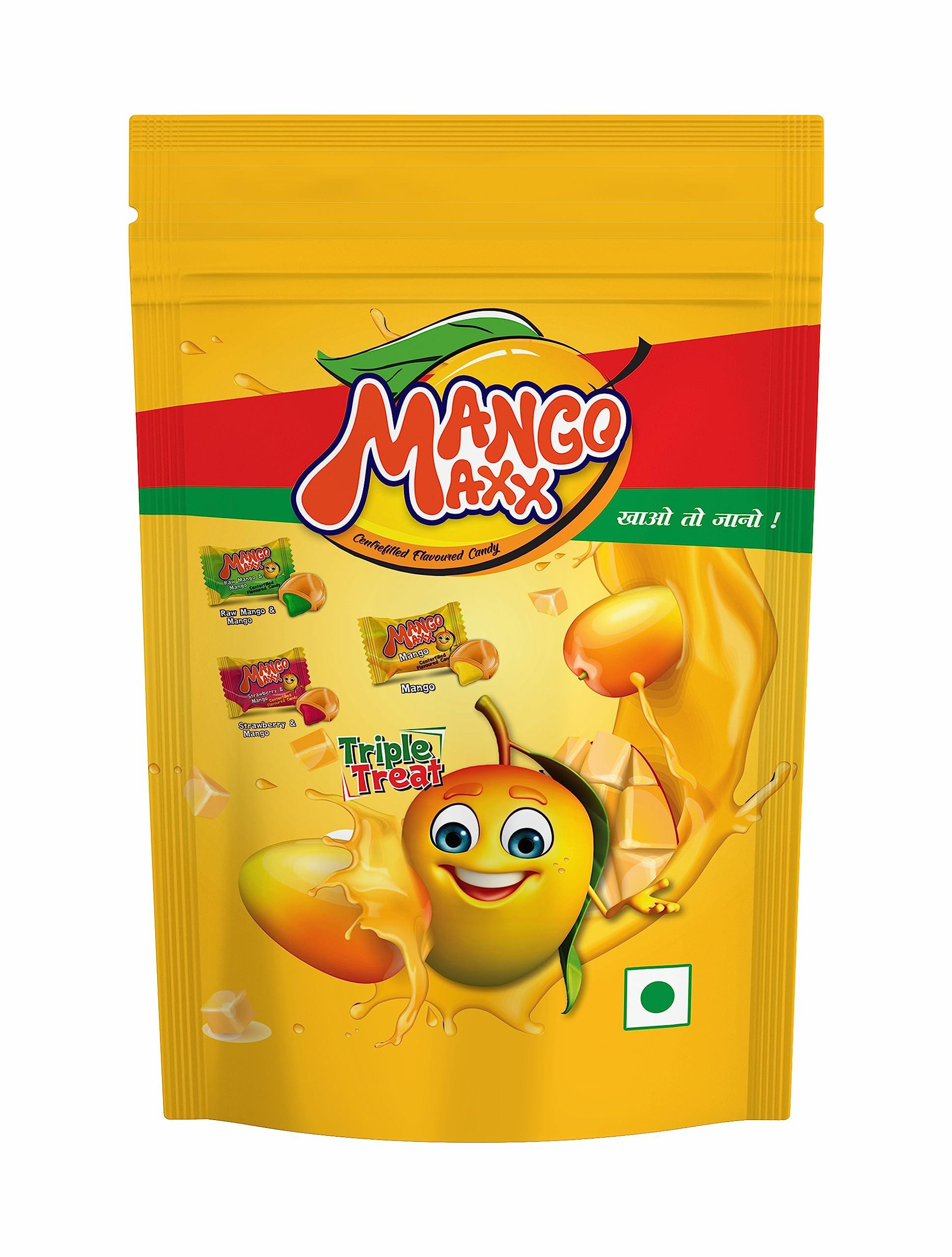 BakeMate Mango Maxx Flavoured Candy | Mango Flavoured Candy | Mango Candy Pack | Mango Candy | Strawberry | Raw Mango | Mango | Mango Assorted Candy 600g