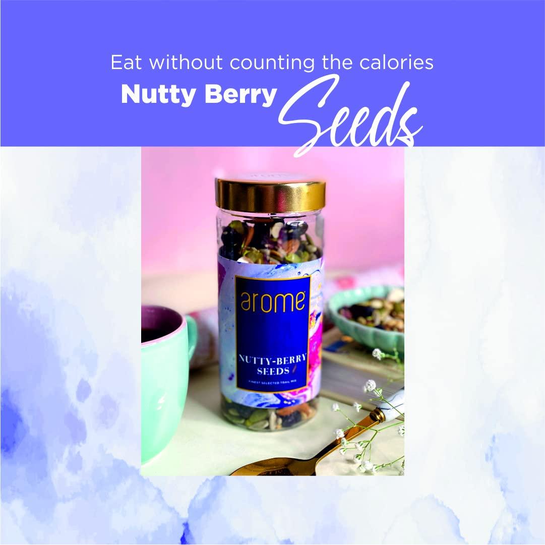 arome arome Premium Nutty Berry Seeds, 100 gm Pack | Mixed Nuts like Almond, Pista, Cranberry, Blueberry, Flax & Sesame Seeds | Healthy Snacks for Small Hunger | Assorted Dry Fruit, Berries and Nuts Mix