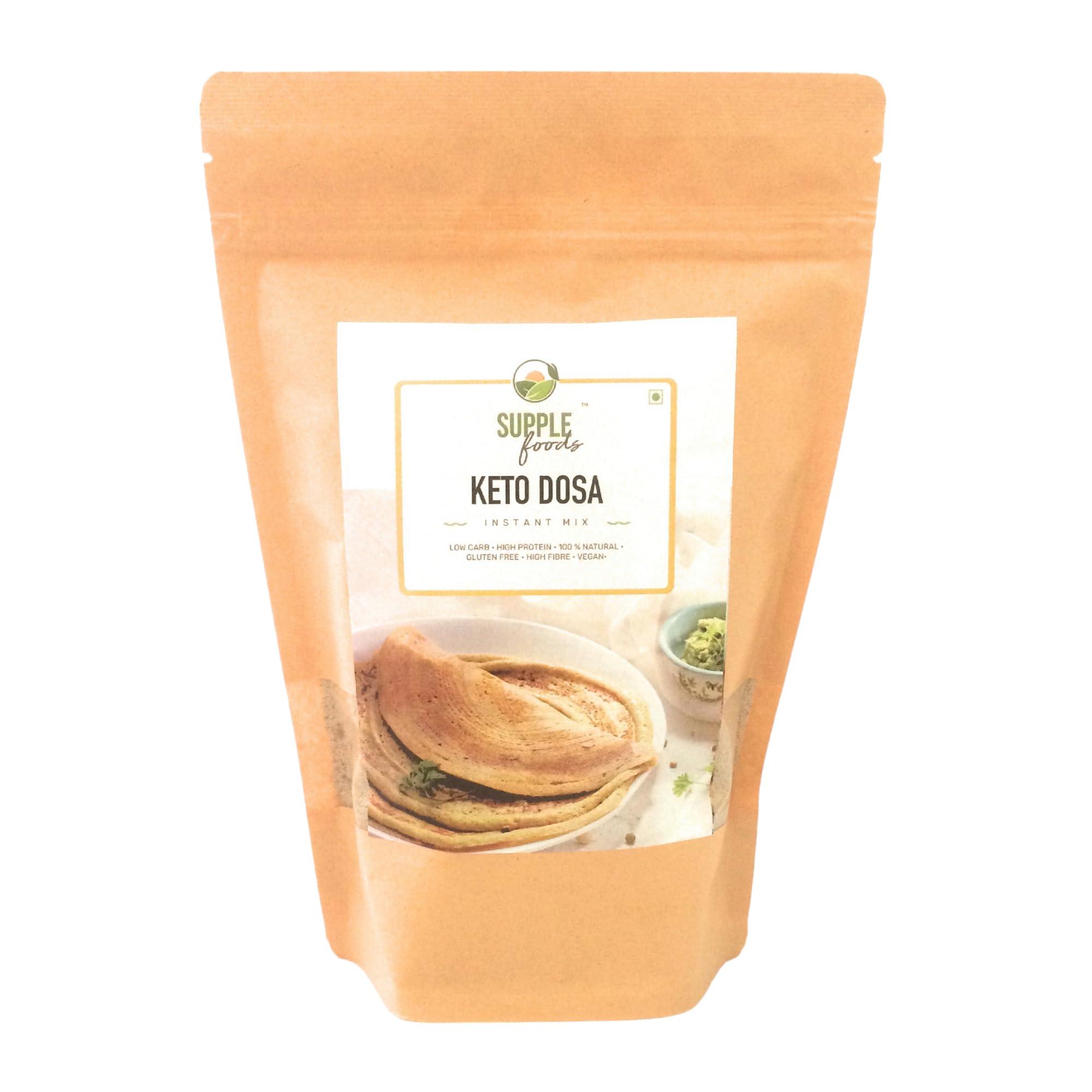 SUPPLE foods SUPPLE foods Keto Dosa Batter Instant Mix - 400g - Healthy Low Carb, High Protein & Low GI Diet - Easy to Cook Natural Plant Proteins Dosa Mix Powder - Gluten Free and Vegan