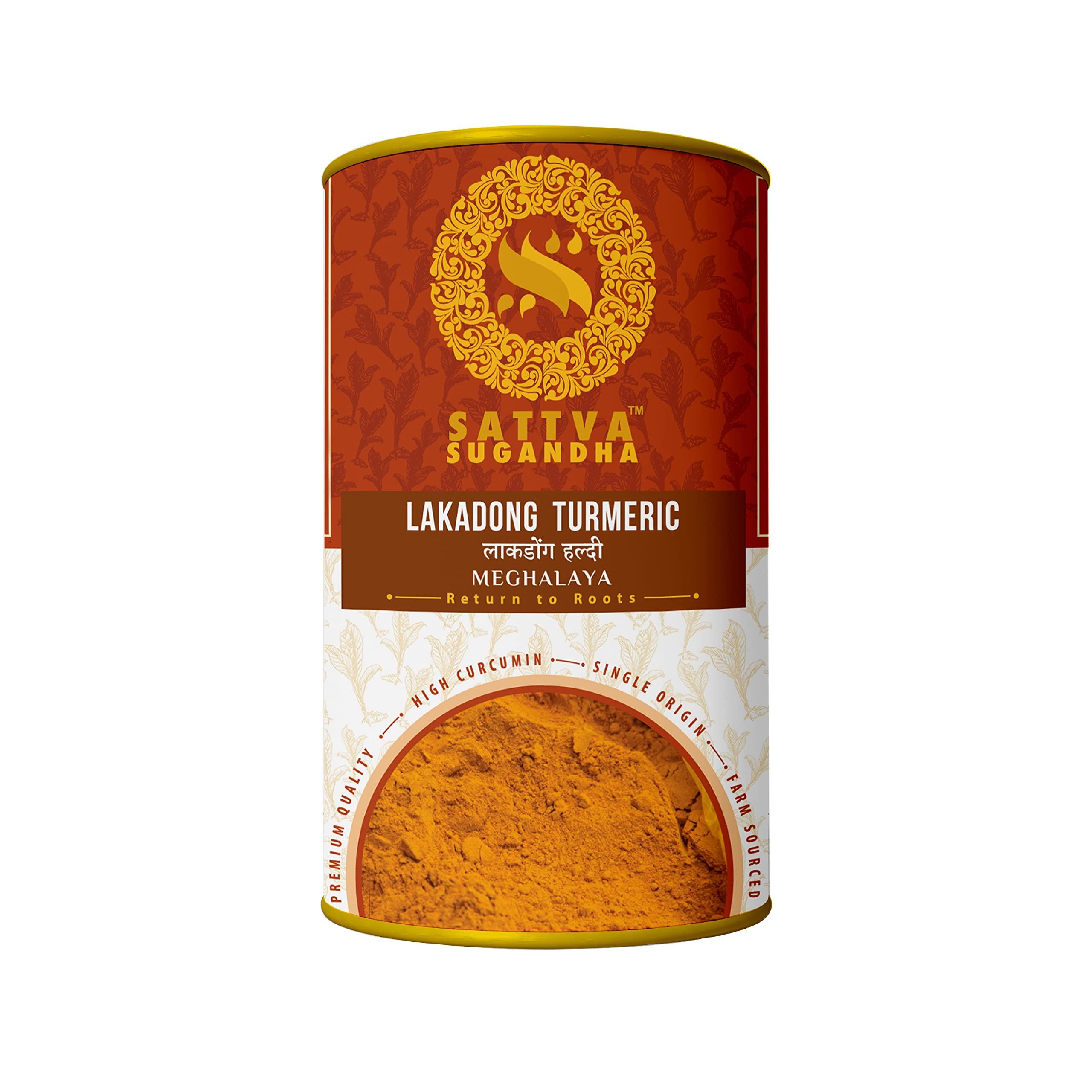 Sattva Sugandha Sattva Sugandha Lakadong Turmeric Powder Haldi Powder High Curcumin 8 - 9 percent from Lakadong Meghalaya (600g)