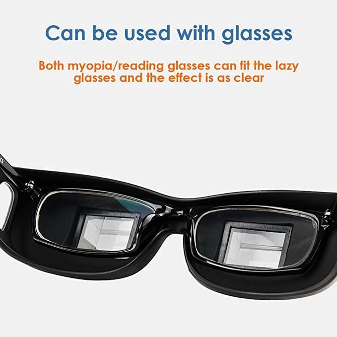 BIGXEN BIGXEN (Pack Of 1 Lazy Prism Eye Glasses Lying Down Bed Horizontal Watching TV Reading Spectacles Horizontal Glasses - Black