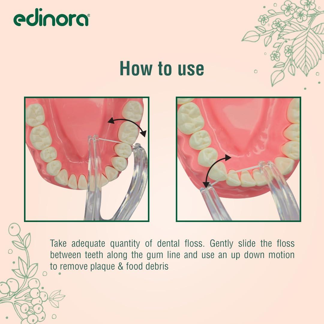 Edinora Edinora Dental Floss | For interdental cleaning and improved mouth health | 25m long, PTFE waxed dental floss | For Clean teeth and Fresh breath | Pack of 2