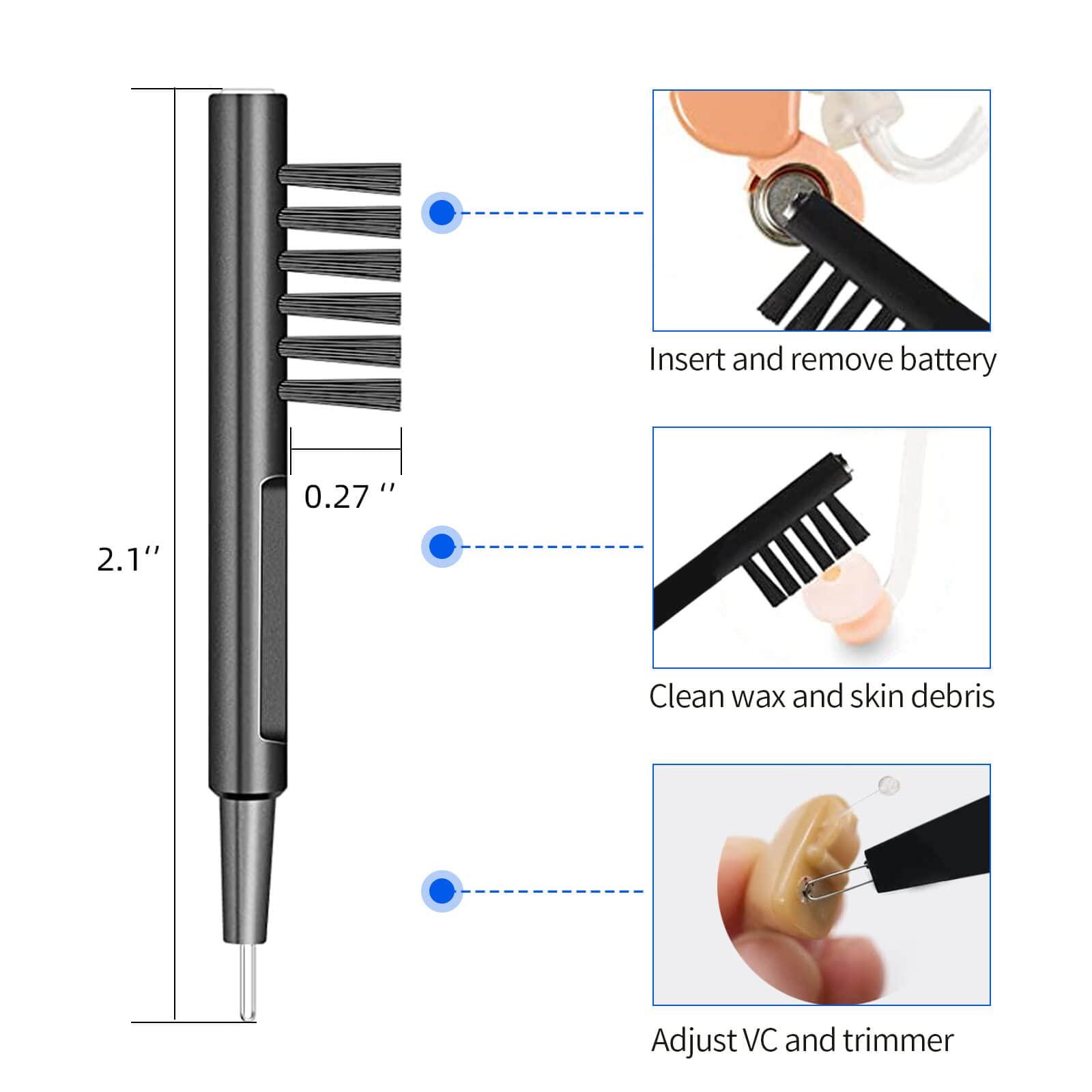 Elonvoc 12 Pieces Hearing Aid Cleaning Brush Hearing Amplifier Brushes with Wax Loop and Magnet Suitable for Earbuds,Headphones,Airpods Cleaner Brush Kits with Cleaning Cloth