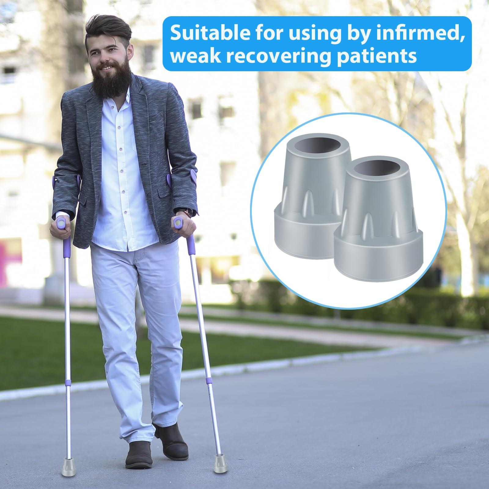 ATUOE Crutch Tips, 4 Pack 7/8 inch Heavy Duty Rubber Crutch Tips Replacement Rubber Cane Tips, Gray