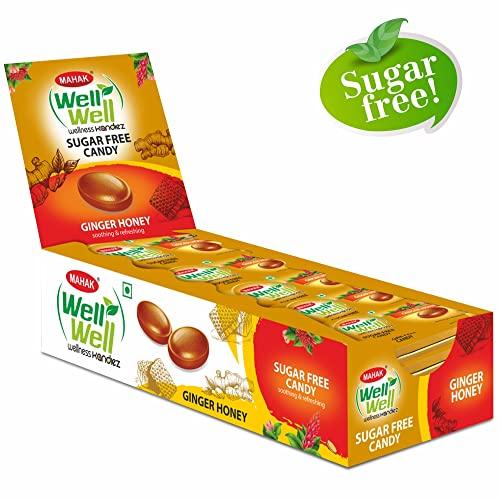 Mahak Kandiez Mahak Kandiez Well Well Sugar Free Candy 672 gm (240 = 20 Pieces X 12 Tin Cady) I Ginger Honey Flavor I Wellness Easily Digestive | Mouth Fresheners Candy | Testy Candy with Healthy and Low Calories