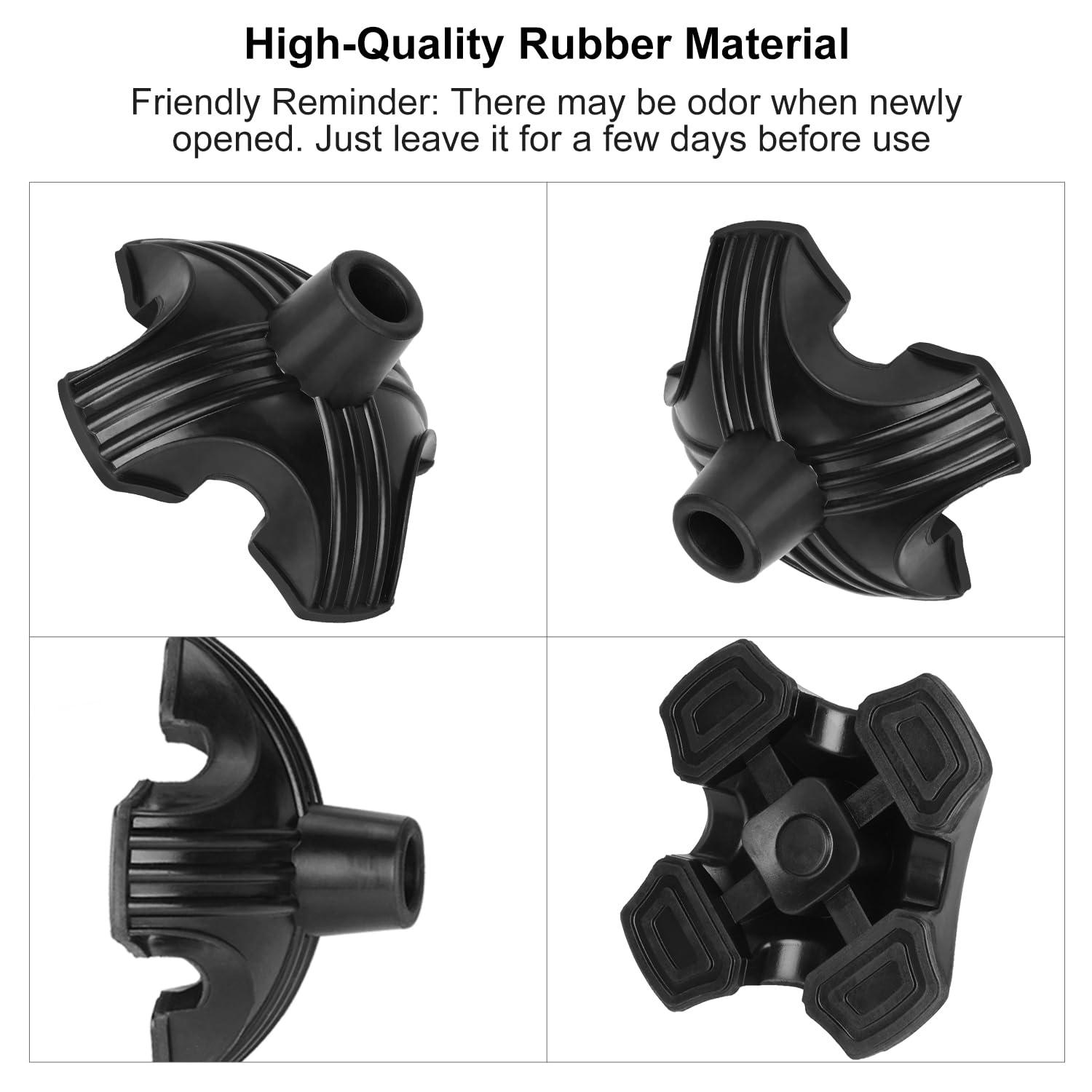 supregear SupreGear Quad Support Cane Tip, Non-Slip Self Standing Rubber Cane Tip 4 Point Quad Cane Tip Replacement for 3/4 Inch Diameter Standard Walking Canes Folding Canes Cane Accessory - Black