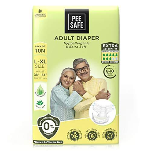 PEESAFE Pee Safe Adult Diaper | Extra Large | Waist Size 96-137 cm (38"-54") | High Absorbency | 10 Count