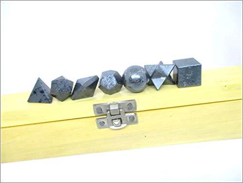 Jet International Crystal Jet 7 Hematite Geometry Stone Set W/Box Platonic Solids Healing Crystal Therapy Booklet Sacred Divine Energized Charged Positive Peace IMAGE IS JUST A REFERENCE.