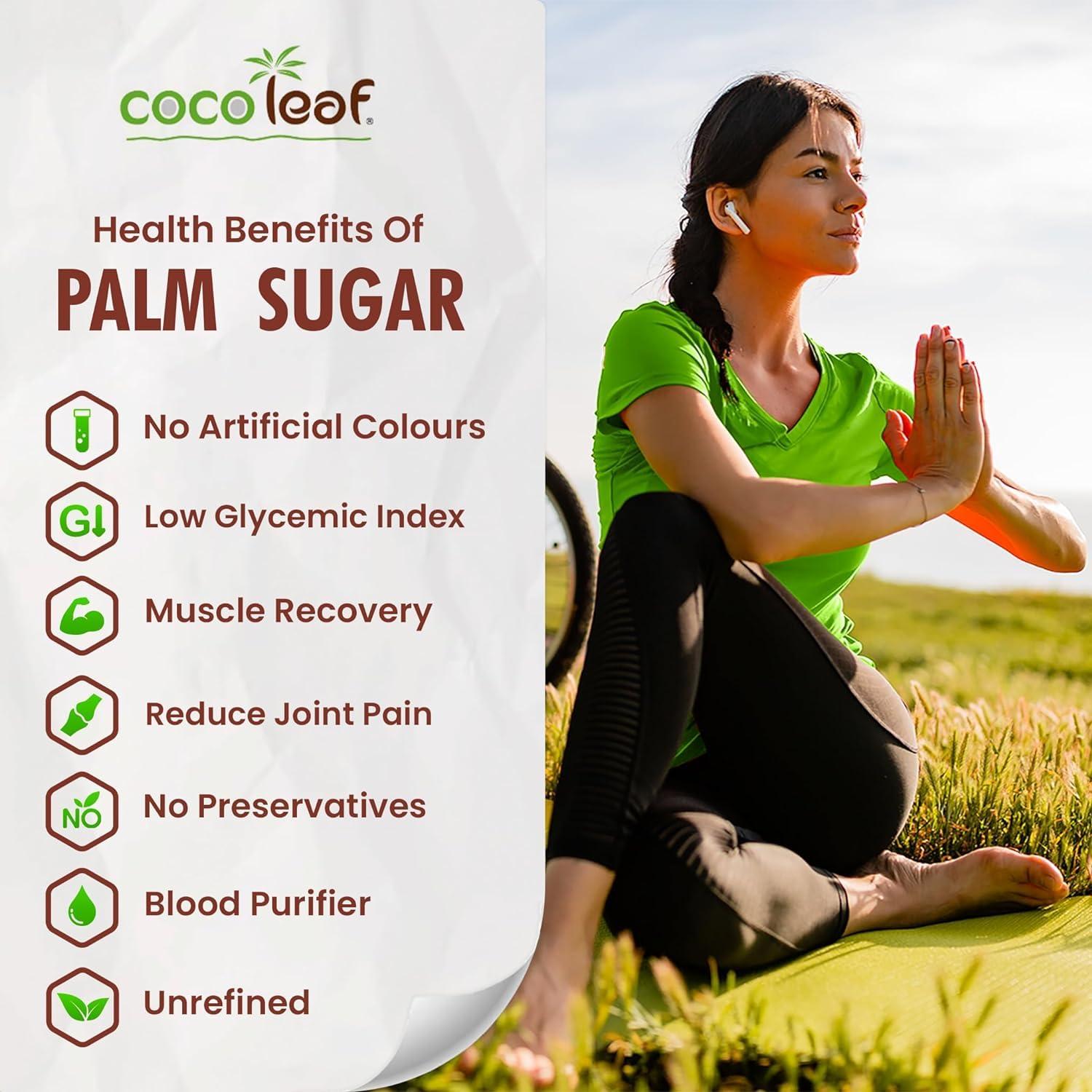 IMAGE OF COCOLEAF Coconut Palm Sugar | Coconut Jaggery Sugar Powder |Coconut Shakkar Sugar Alternative Coconut Sugar, Natural Sweetener Palm Sugar for Baking, Desserts & Coffee(Pack of 2, 400gms Each)