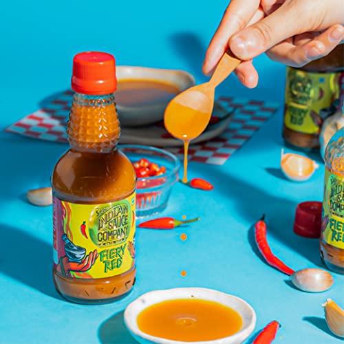 INDIAN SAUCE COMPANY Indian Sauce Company Fiery Red Hot Sauce, 180 ml | Perfect Blend of Flavour and Taste | Spicy Level 7 on 10 | Red Chilli Sauce For All Cuisines | No Artificial Colours | Made In India