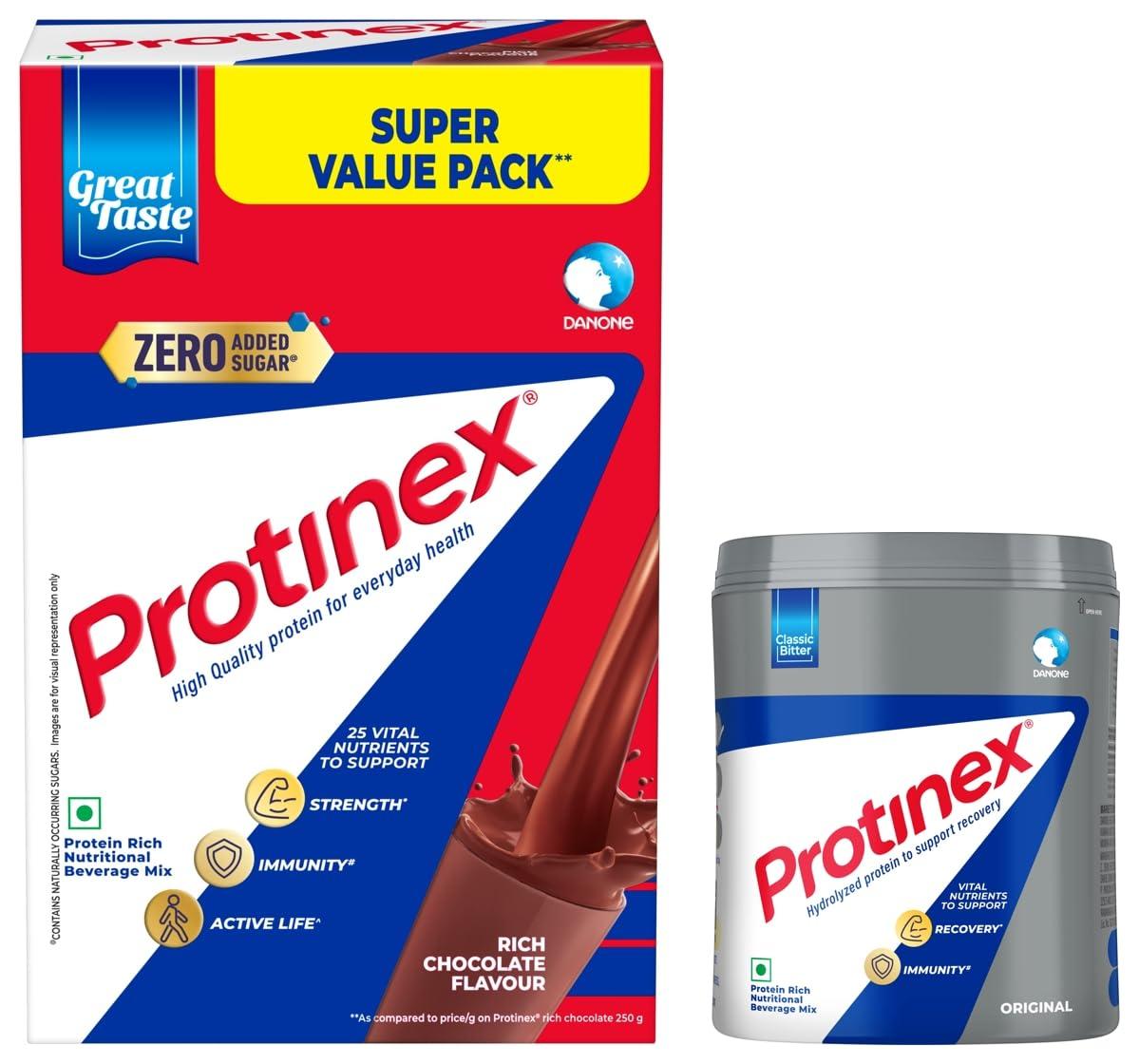 Protinex Protinex Health And Nutritional Protein Drink Mix For Adults - (Rich Chocolate Flavor, 1 Kg, BIB) & Protinex Health And Nutritional Protein Drink Mix For Adults-(Original, 400 Gms, Jar)