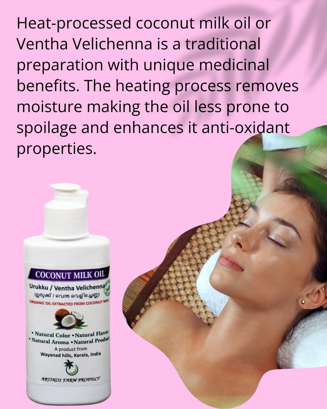 Artinos Farm Product Coconut Milk Oil - Pure, Organic and Natural oil from the hills of Kerala