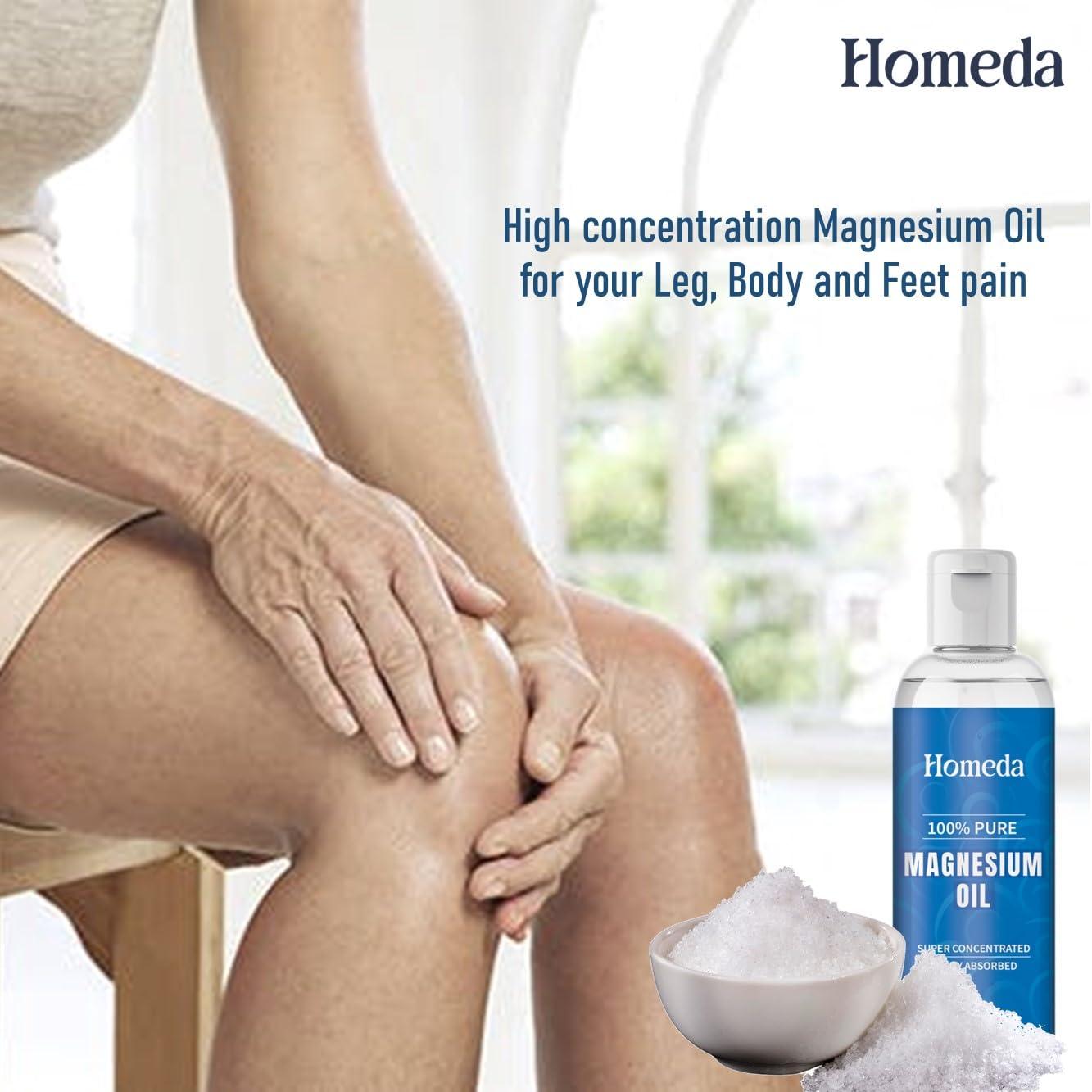 Homeda Homeda Magnesium Oil for Feet - Pure Magnesium Spray for Feet (200 ml), Topical Magnesium Lotion for Sleep, Magnesium Chloride Oil Spray, Macgesia oil 200ml Oil for Pain Relief (Pack of 2)
