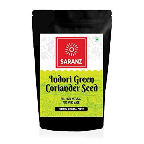 SARANZ SARANZ Indori Green Coriander Seeds, Indori Green Dhaniya, Sabut Dhania Indian Masala Natural and Handmade Premium Artisanal Spices with Rich & Strong Flavour 200 Grams