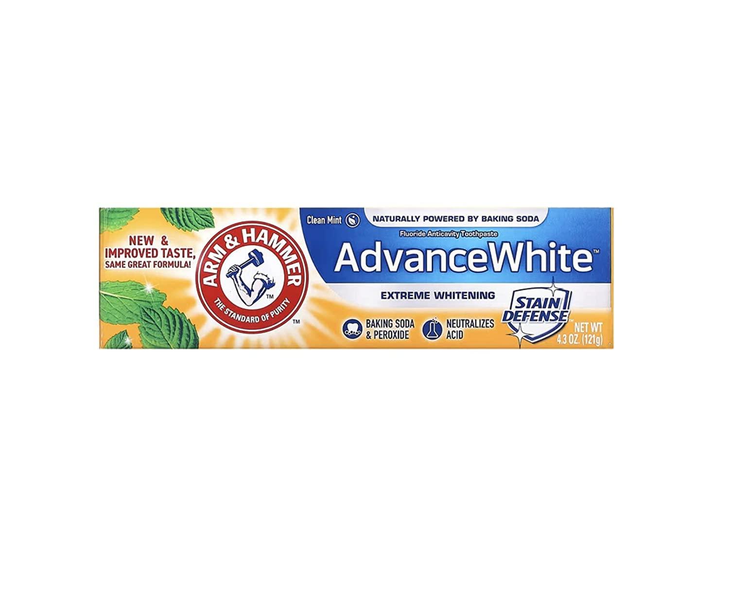 Arm & Hammer Arm & Hammer Advanced White Toothpaste, Dental Baking Soda & Peroxide, 4.3-Ounce Tubes, Packaging May Vary