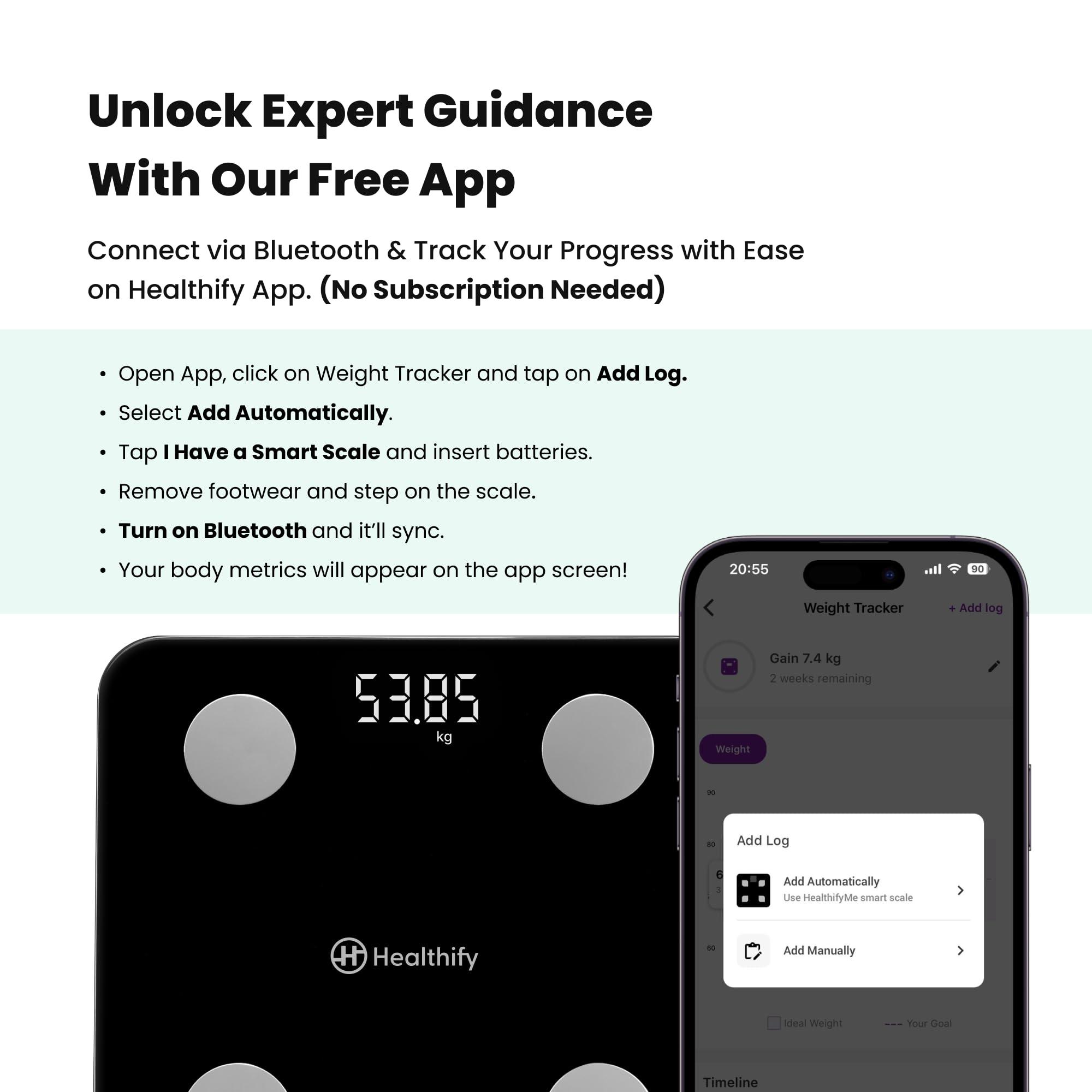 HealthifyMe HealthifyMe Smart Scale | Track 11+ Key Body Metrics | 1 Month HealthifySmart Plan | Data Driven Smart Weight Loss with HealthifyMe Smart Scale | Black