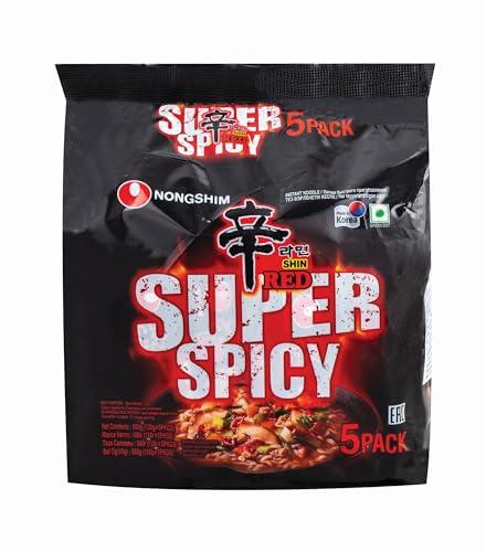 Nongshim Nongshim Shin Red Super Spicy Instant Noodles, 4.23 oz 120 g, 5 Pack