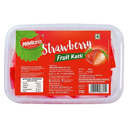 MAAlana MAAlana Strawberry Fruit Katli | Juicy Strawberry Slice | Strawberry Katli | Fruit Bar | Tasty & Hygienically Packed in Box (250 gm X 2) 500 GM/Pack of 2
